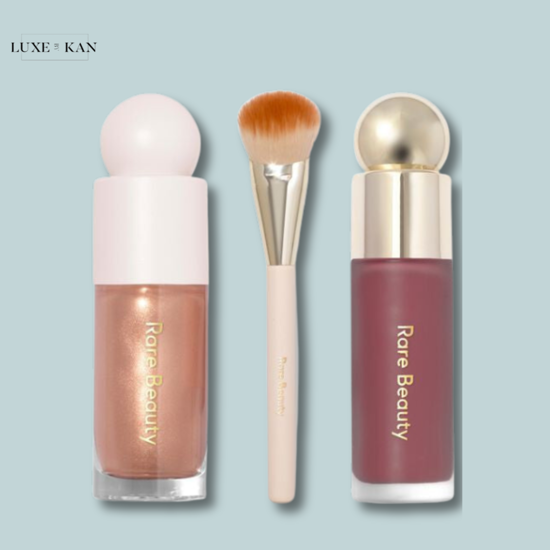RARE BEAUTY TRIPLE THREAT SET: SOFT PINCH BLUSH, POSITIVE LUMINIZER, BLUSH BRUSH