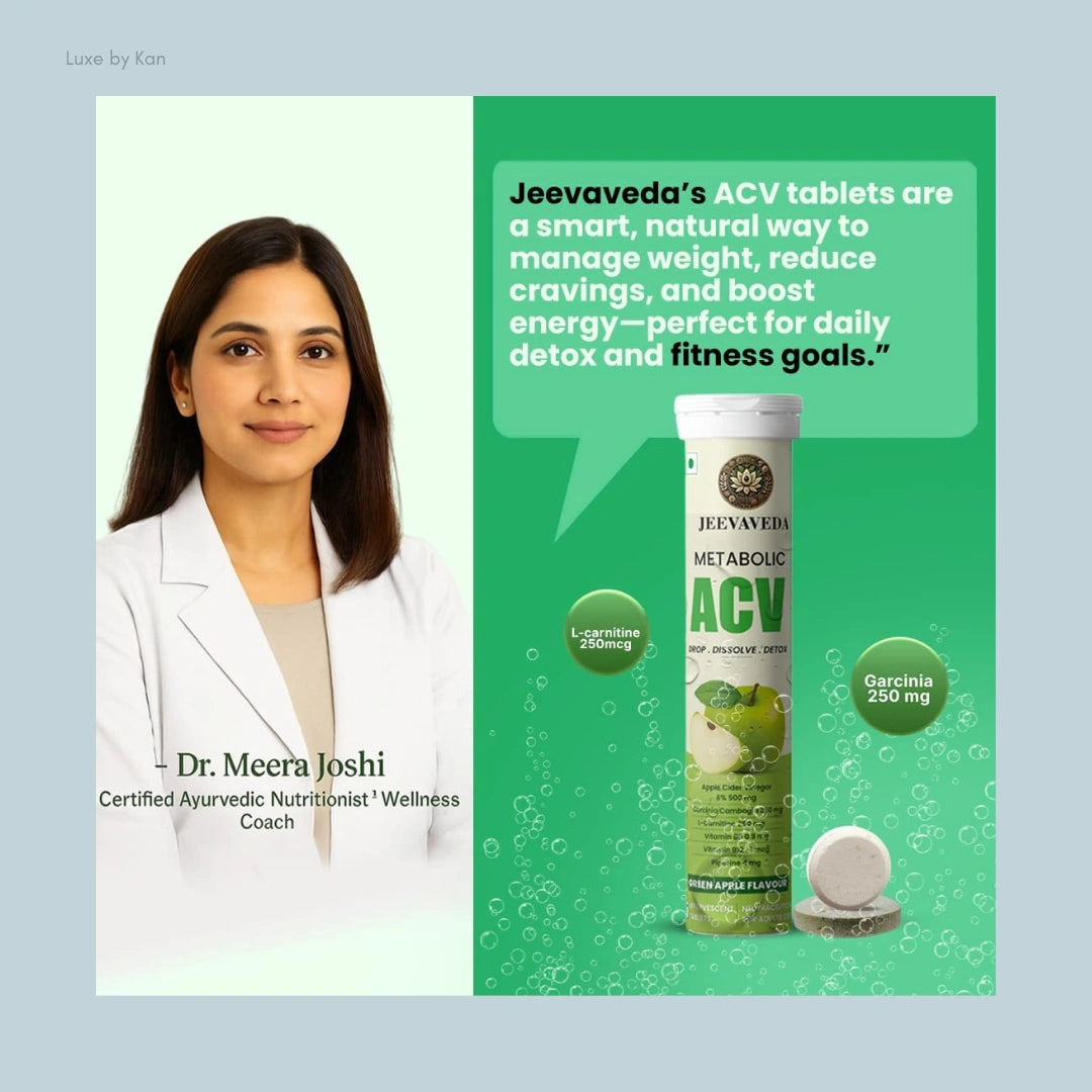 Jeevaveda Green Apple Effervescent Tablets With Apple Cider Vinegar