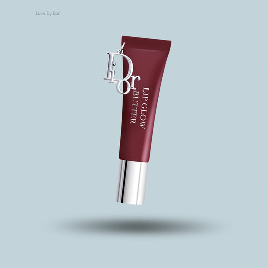 Maroon Dior Addict Lip Glow Butter tube with silver accents.