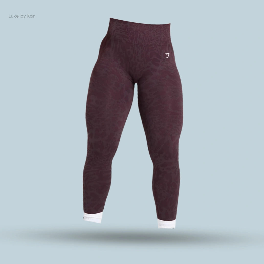 Gymshark Adapt Safari Seamless Leggings featuring a textured pattern and white ankle cuffs.