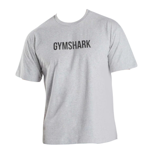 Light gray Apollo Oversized Gym T-Shirt featuring a bold black "GYMSHARK" logo across the chest.
