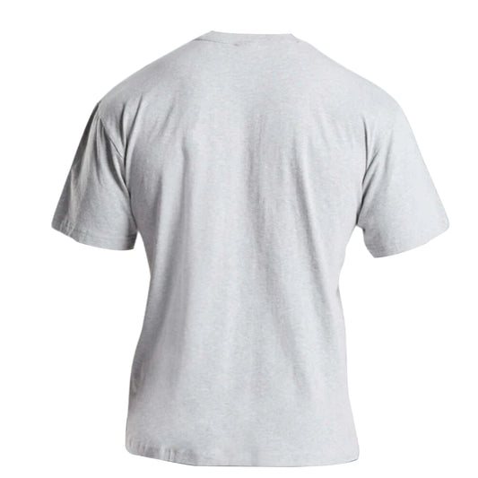 Back view of a plain gray Gymshark Apollo Oversized T-Shirt displayed on a mannequin, showcasing short sleeves and a round neckline.