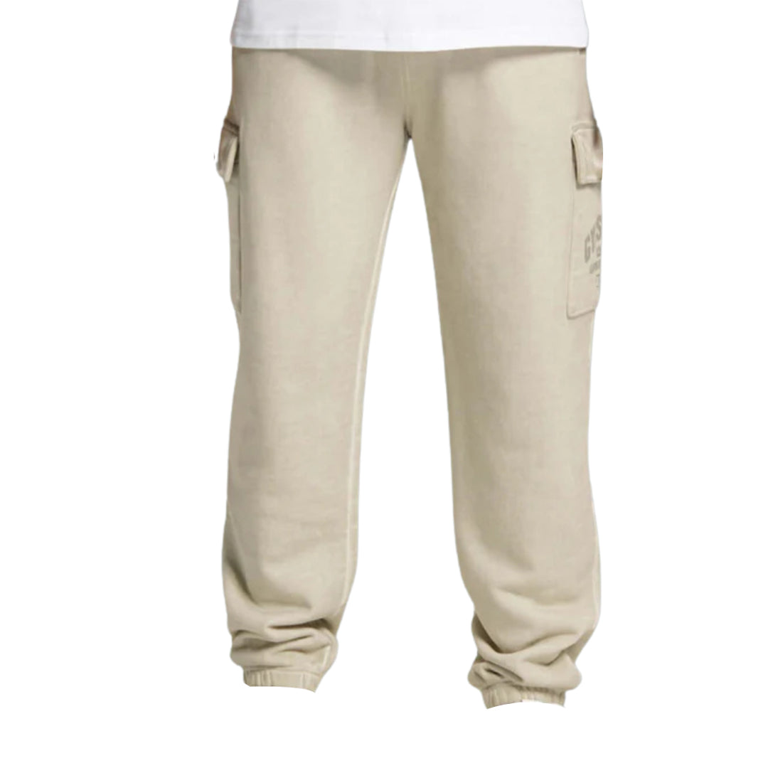 Gymshark Heavyweight Washed Cargo Joggers in an oversized fit with elastic cuffs and side pockets, paired with a white T-shirt.