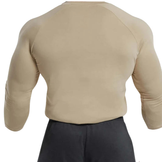 Back view of the Gymshark Legacy Henley Shirt in a slim fit.