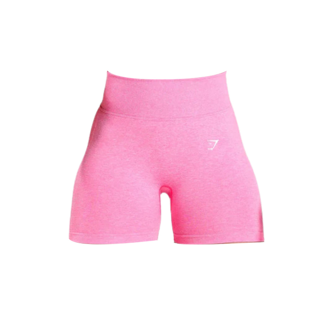 Close-up of hot pink Gymshark lift contour seamless shorts.
