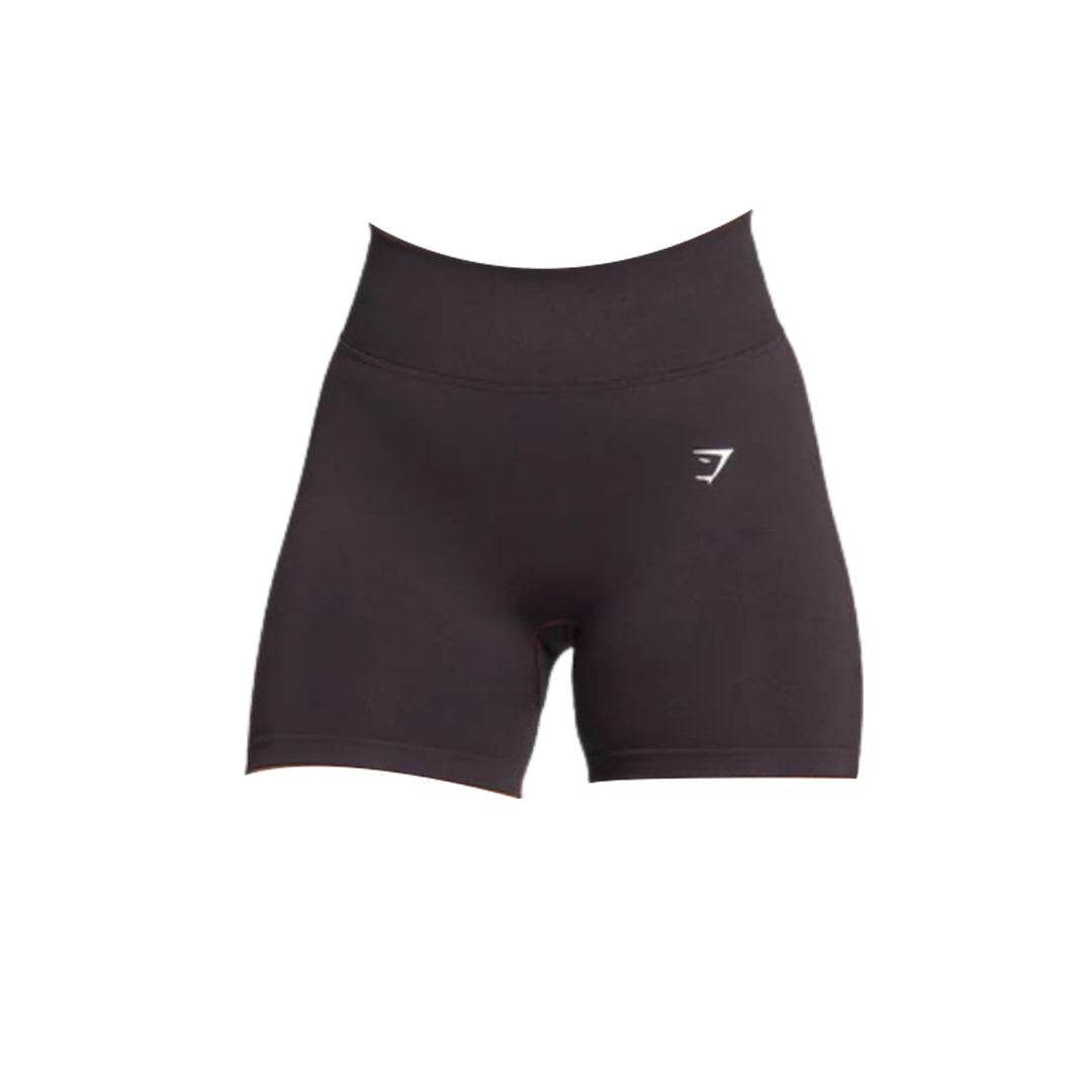 Body-fit Gymshark lift contour seamless shorts in dark grayish purple, featuring a high waistband and the Gymshark logo.
