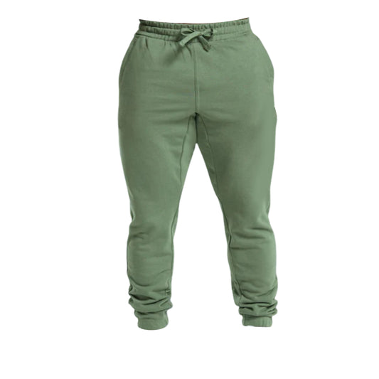 Gymshark green Essential Oversized Joggers with an elastic waistband and adjustable drawstring, featuring tapered cuffs for a comfortable fit.