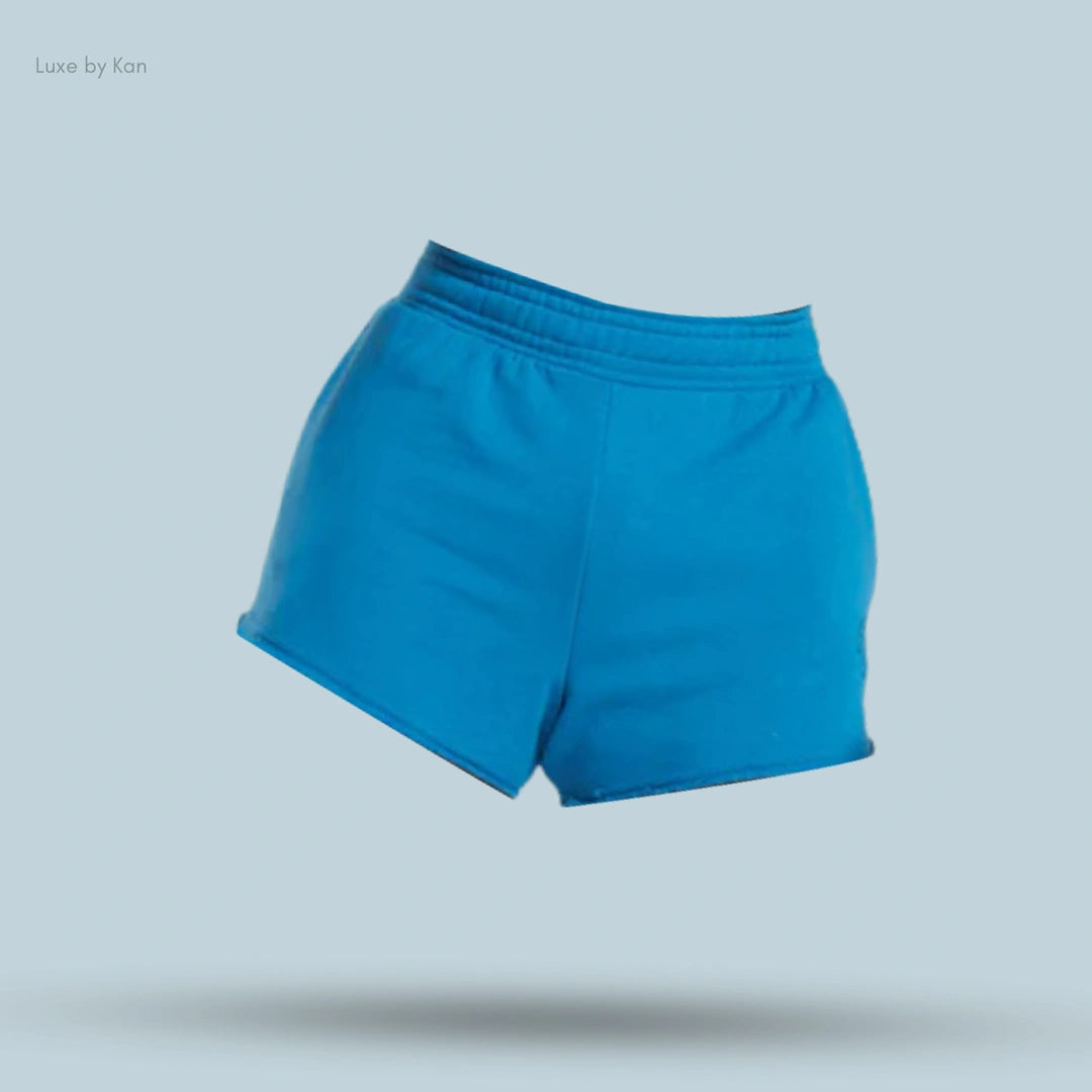 Blue Gymshark Legacy 4" Slim-Fit Shorts featuring an elastic waistband.