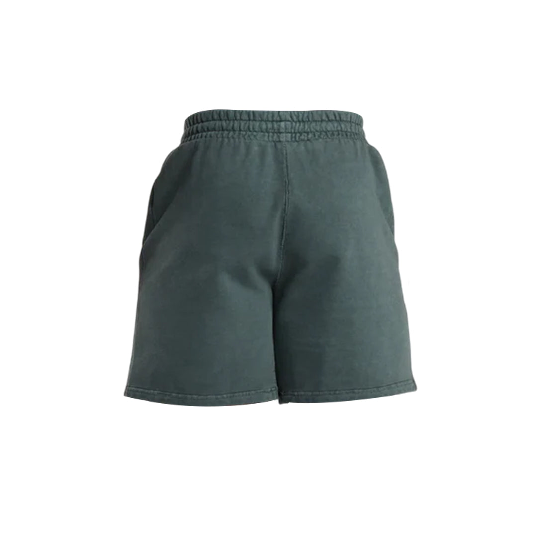 Gymshark men premium legacy shorts, dark green color, with an elastic waistband.