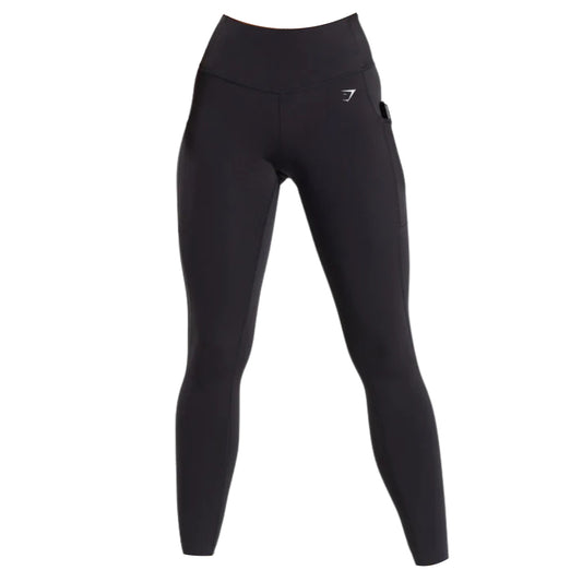 Gymshark Black Pocket Leggings featuring a high waistband and subtle logo detail.