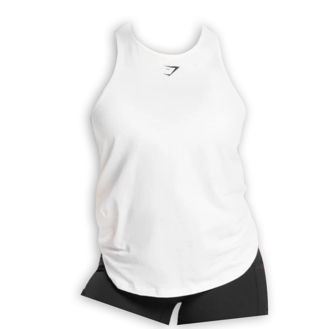 Gymshark training cotton tank top featuring a small black logo at the chest and a relaxed fit.