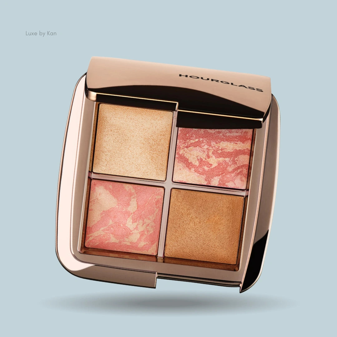 Hourglass Ambient Lighting Palette Golden Rose Edit featuring four shades in a golden-rose compact case.