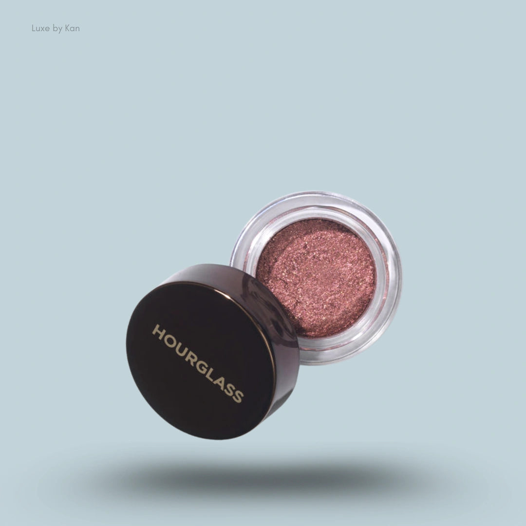 Hourglass Scattered Light™ glitter eyeshadow in 'Rapture' featuring an open jar and lid.