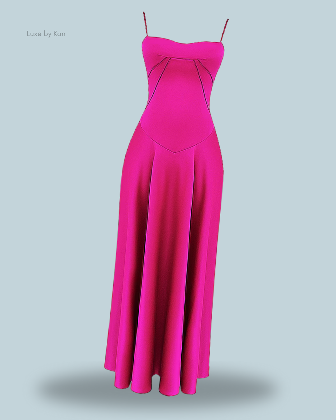 A vibrant pink anabella lace up maxi dress with thin straps and a flowing silhouette.