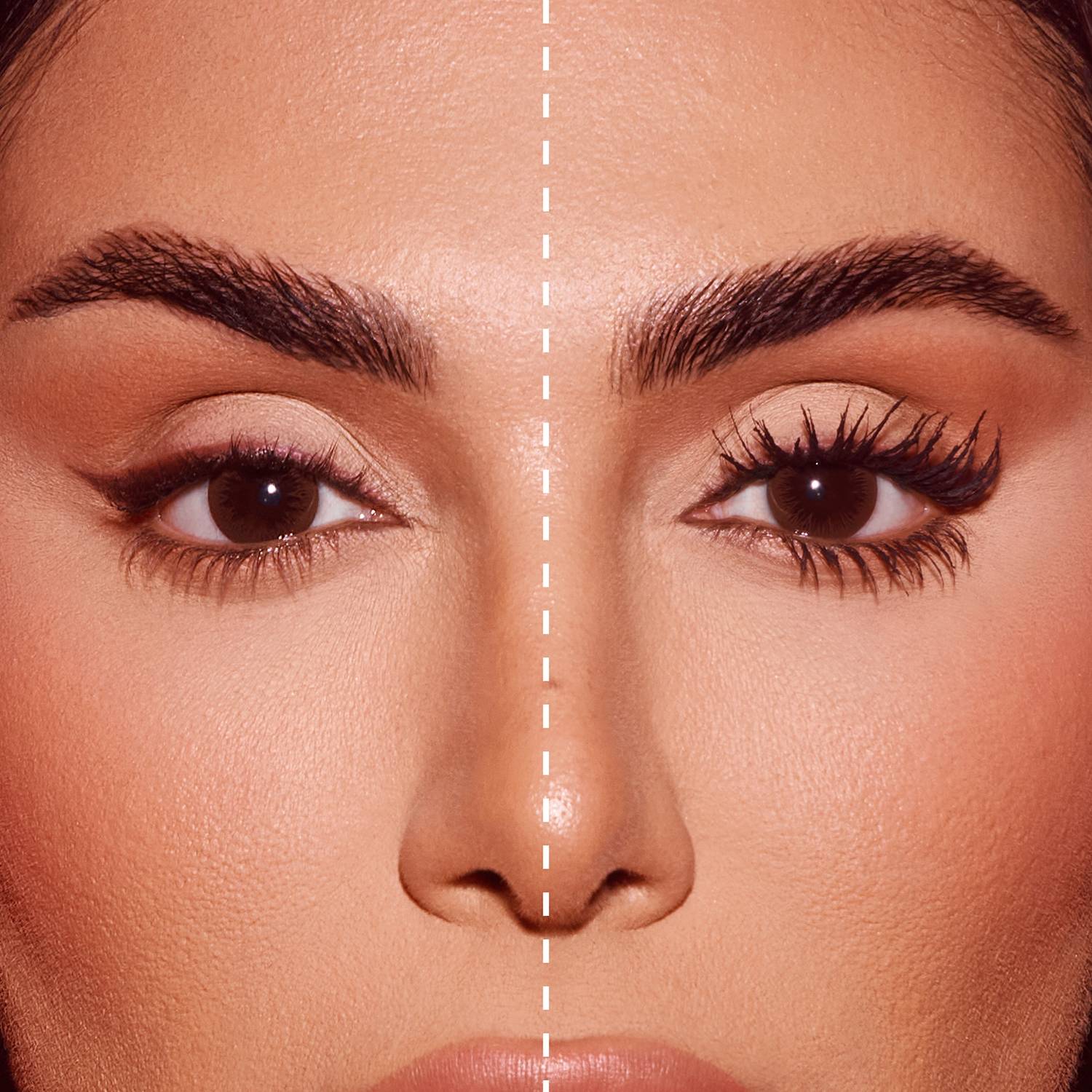 A close-up image showing a textured skin surface with a warm, muted peach tone, creating a soft, blended appearance.