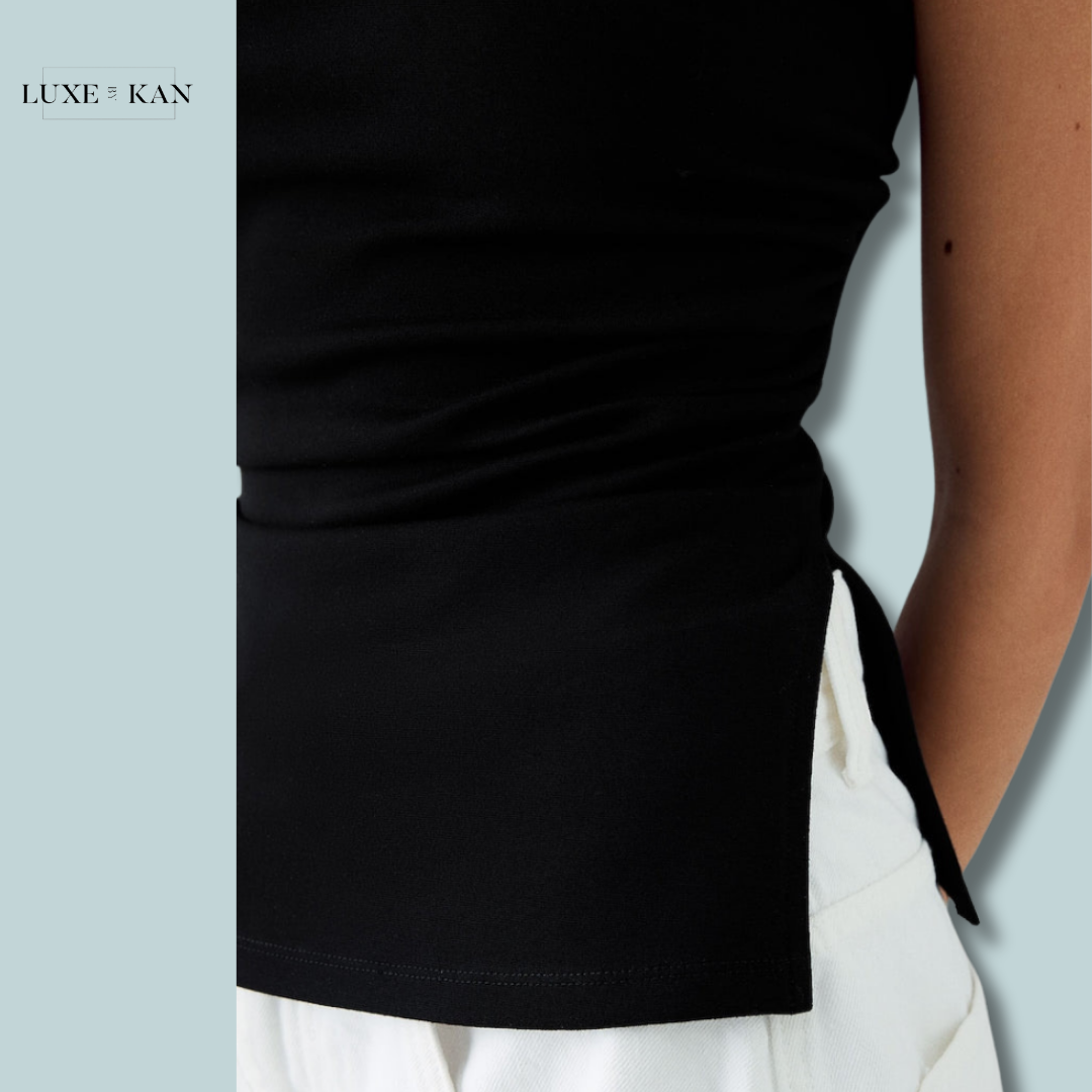 Bershka Ponte di Roma knit bandeau top with gathered detail