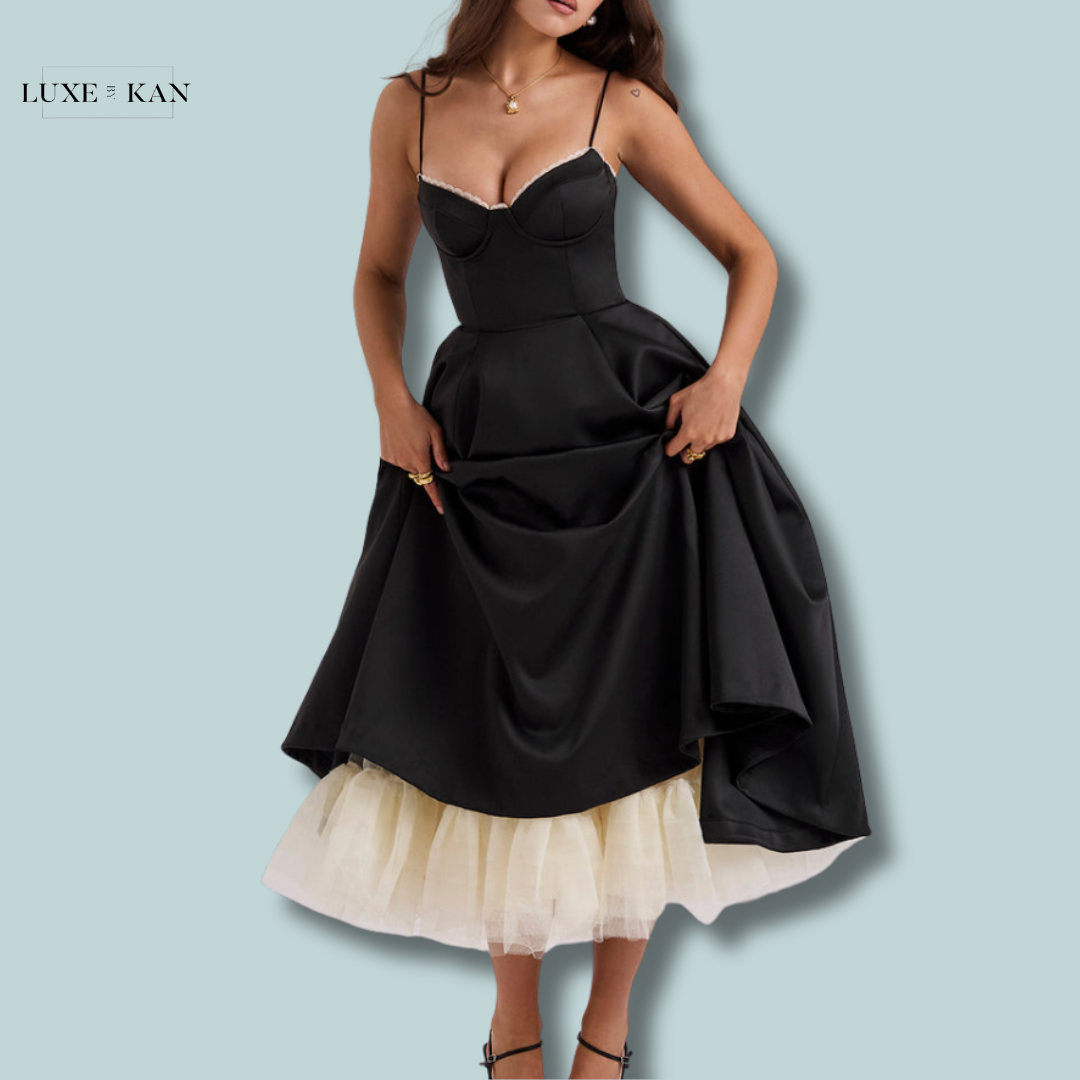 Black midi tulle dress best sale