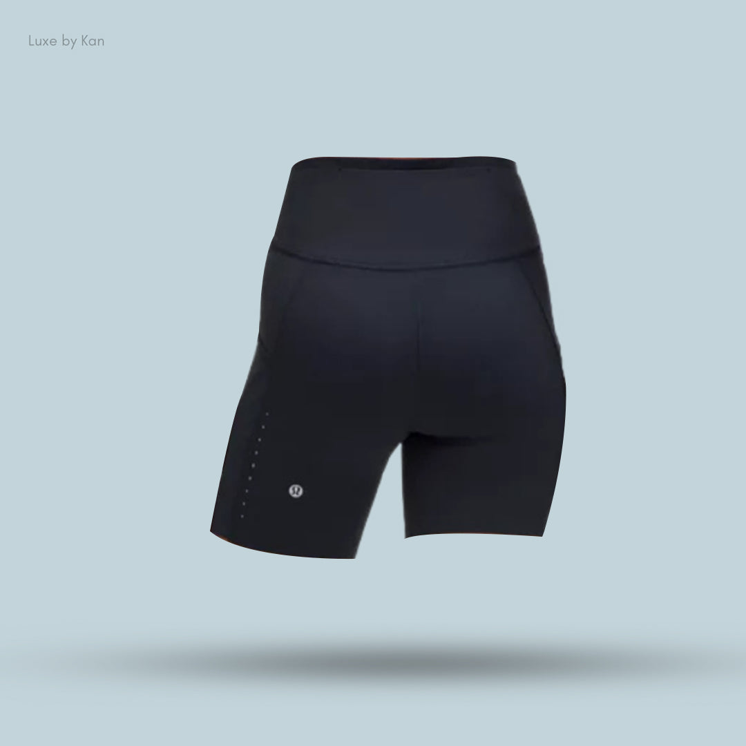 Lululemon Fast and Free High-Rise 6" Shorts with 5 pockets, featuring a sleek design and subtle detailing for a streamlined look.