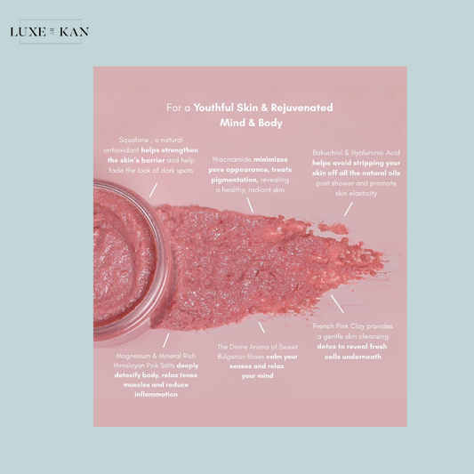 Murshmallow skincare product highlighting benefits like hydration, detox, and relaxation, featuring natural ingredients for youthful, radiant skin.