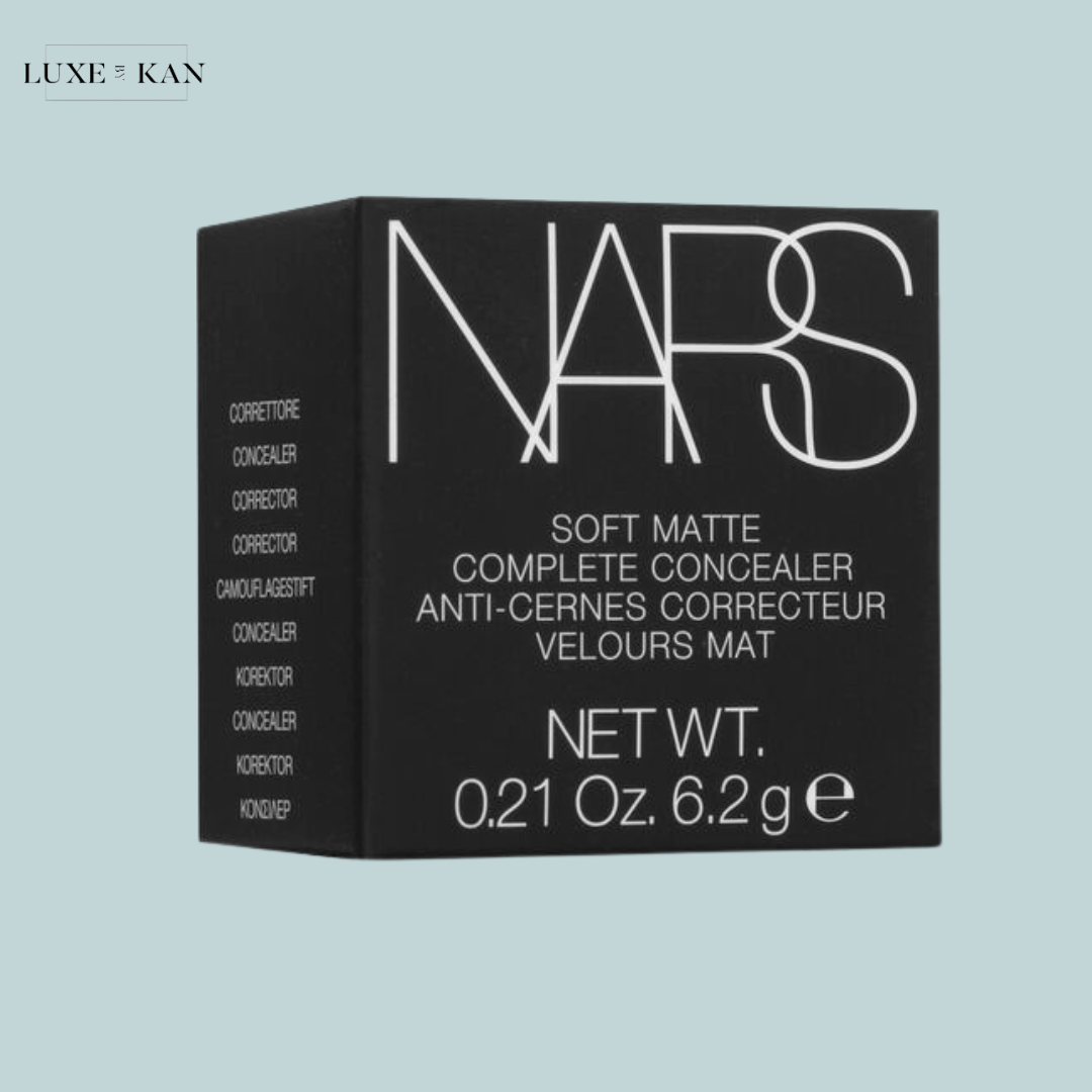Black box of NARS Soft Matte Complete Concealer, featuring multilingual text and a net weight of 0.21 oz (6.2 g).