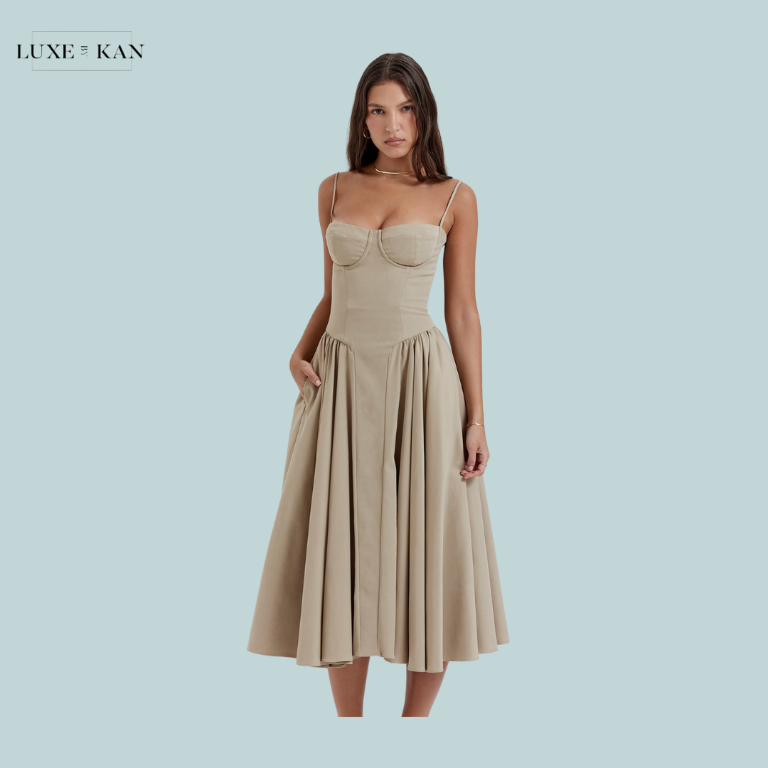 HOUSE OF SAMARIA Gathered Midi Dress