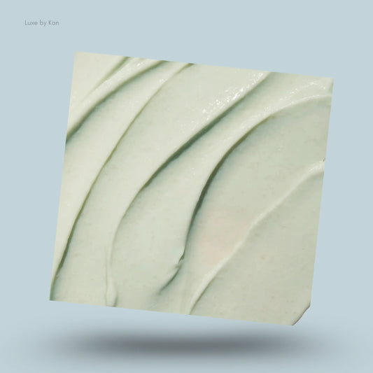 Ranavat facial polish close-up, pale green texture.