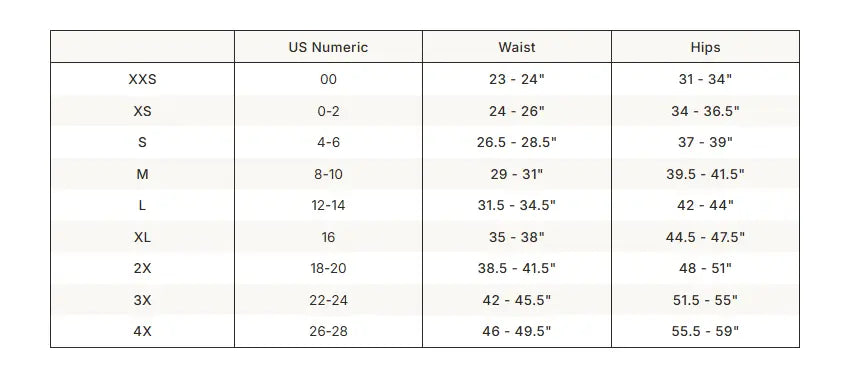 SKIMS Fits Everybody Micro Hipster size guide chart with measurements
