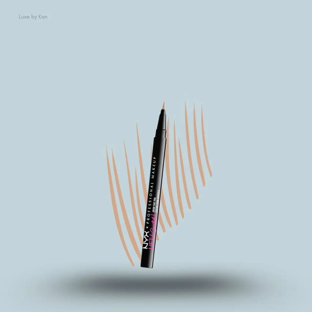 NYX Professional Makeup Lift and Snatch Brow Taupe Tint Pen stick on blue background — LBK India