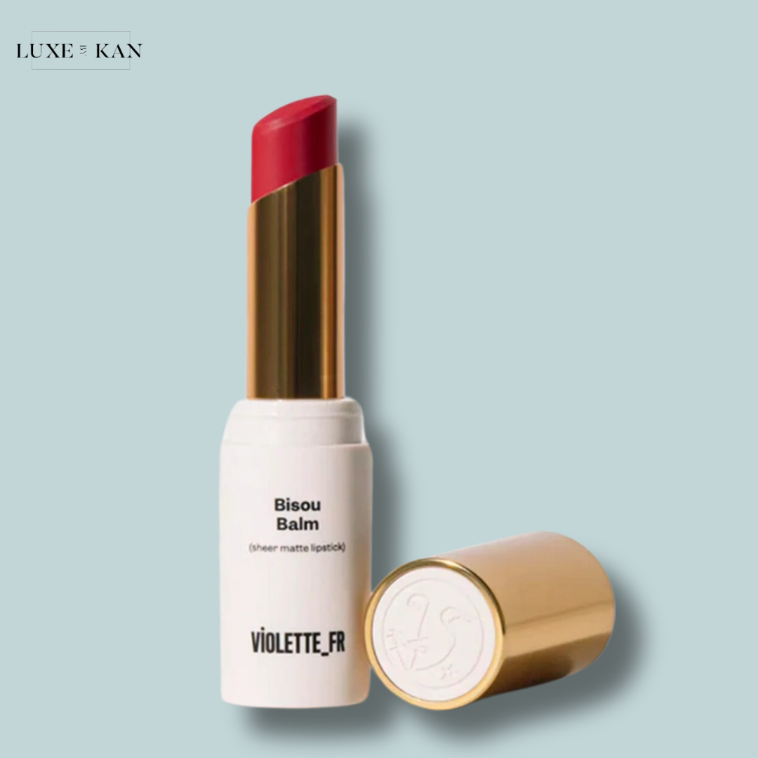 Violette FR Bisou Tinted Balm tube in a deep red shade.