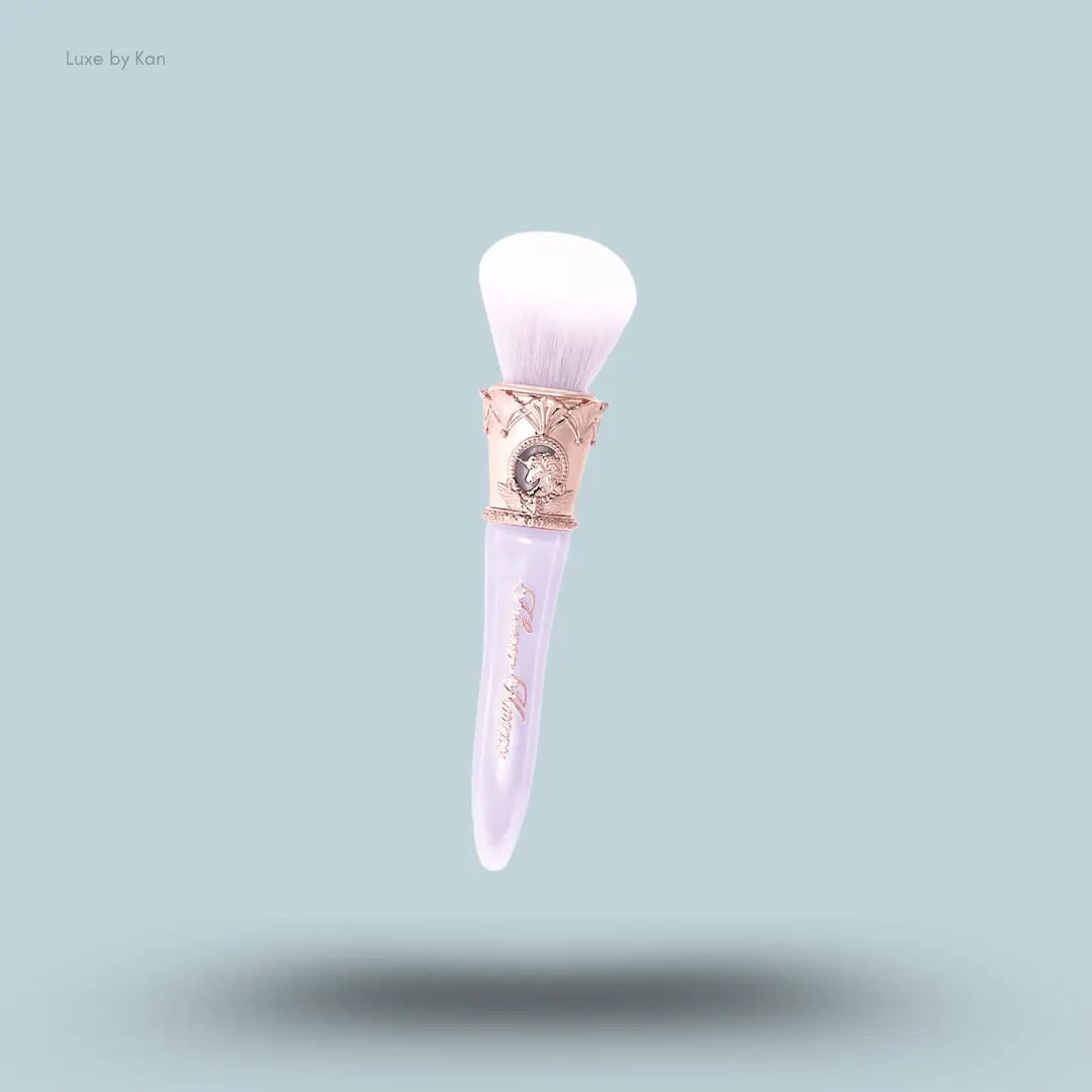 Flower Knows Knight Unicorn Angled Blush Brush in Crystal Violet, sloped brush with pearlescent handle