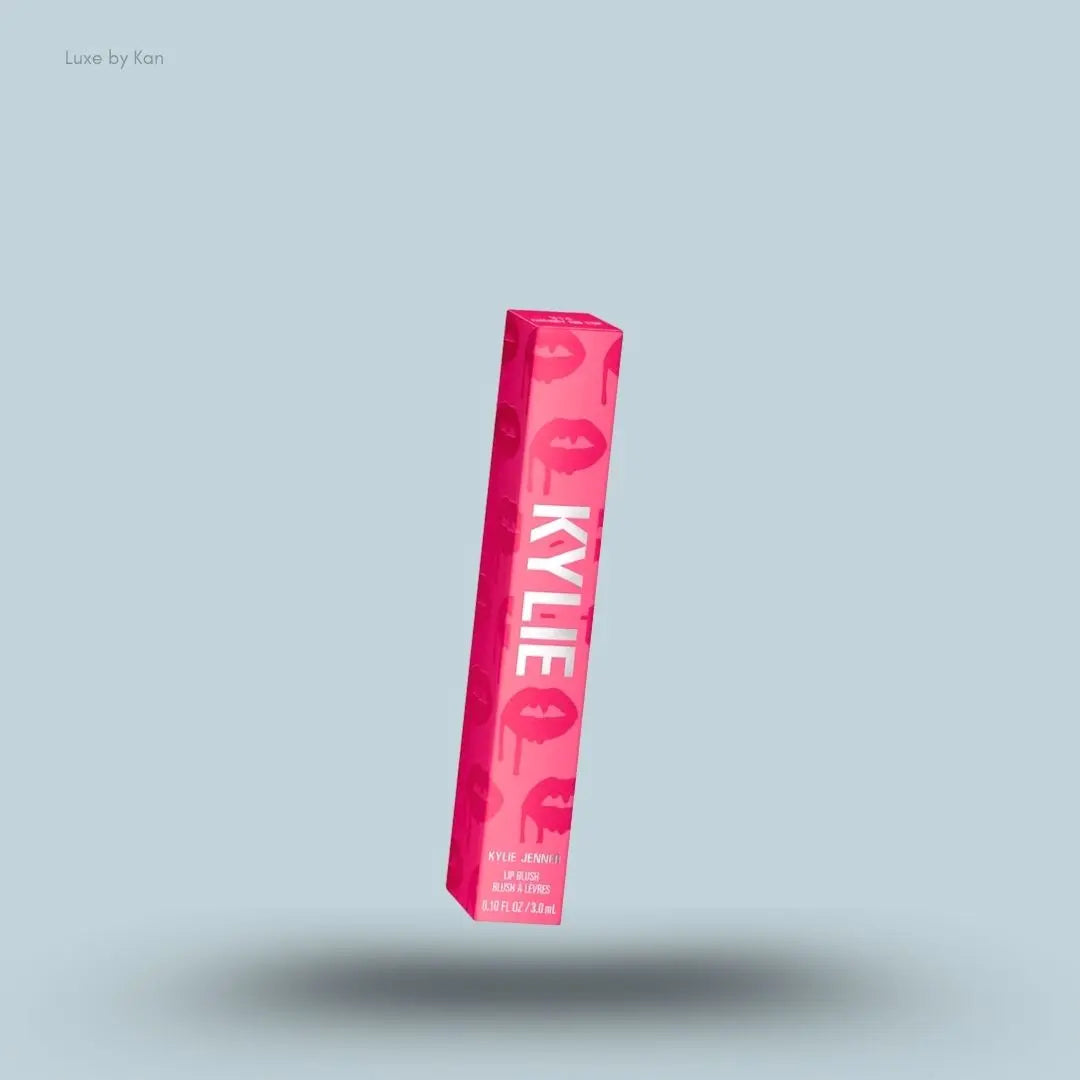 Kylie Cosmetics Lip Blush Matte Lip bottle and swatch on blue background — LBK India