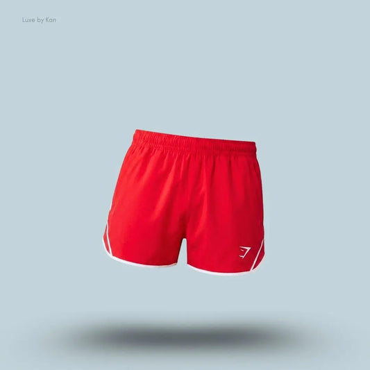 gymshark Accent Conditioning Shorts in red with white trim, lightweight men's training shorts with logo detail