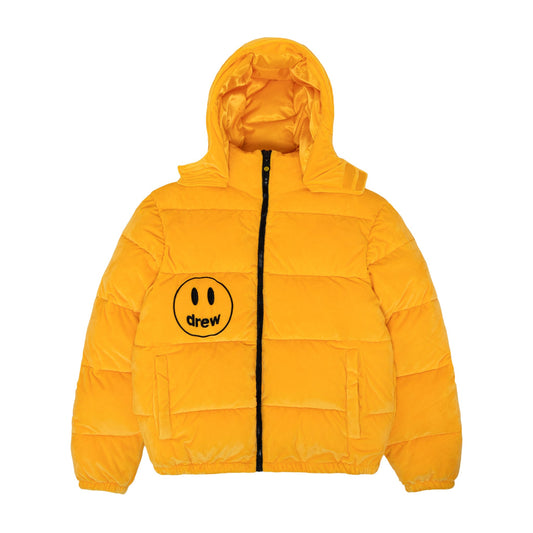 House of Drew plush hooded puffer jacket  golden yellow