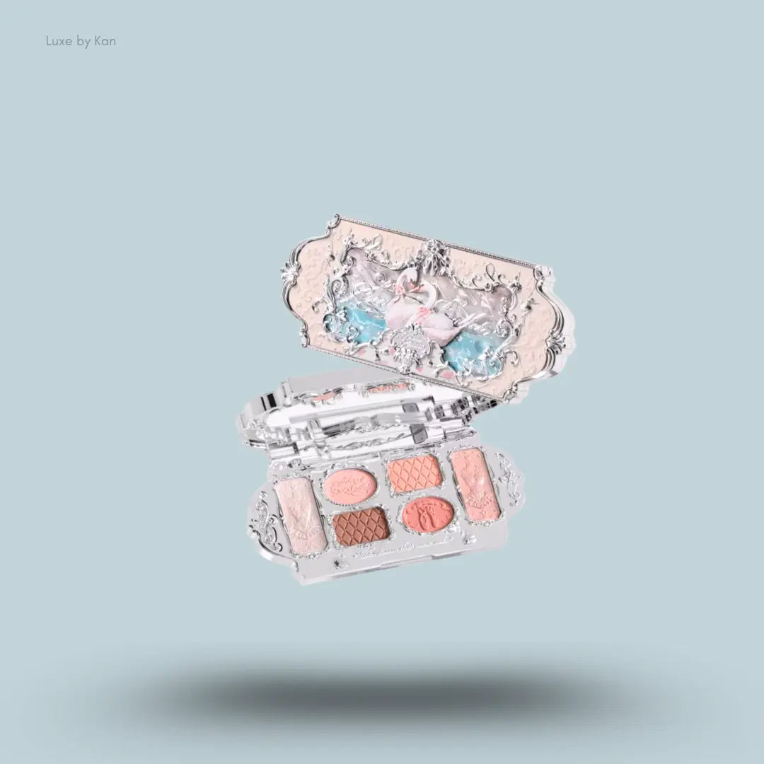 Flower Knows Swan Ballet Six-Color Makeup Palette in 01 White Swan, collectible ballet case