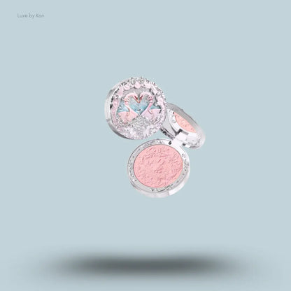 Flower Knows Swan Ballet Embossed Blush in 02 Romanticism, soft pink matte powder in swan compact