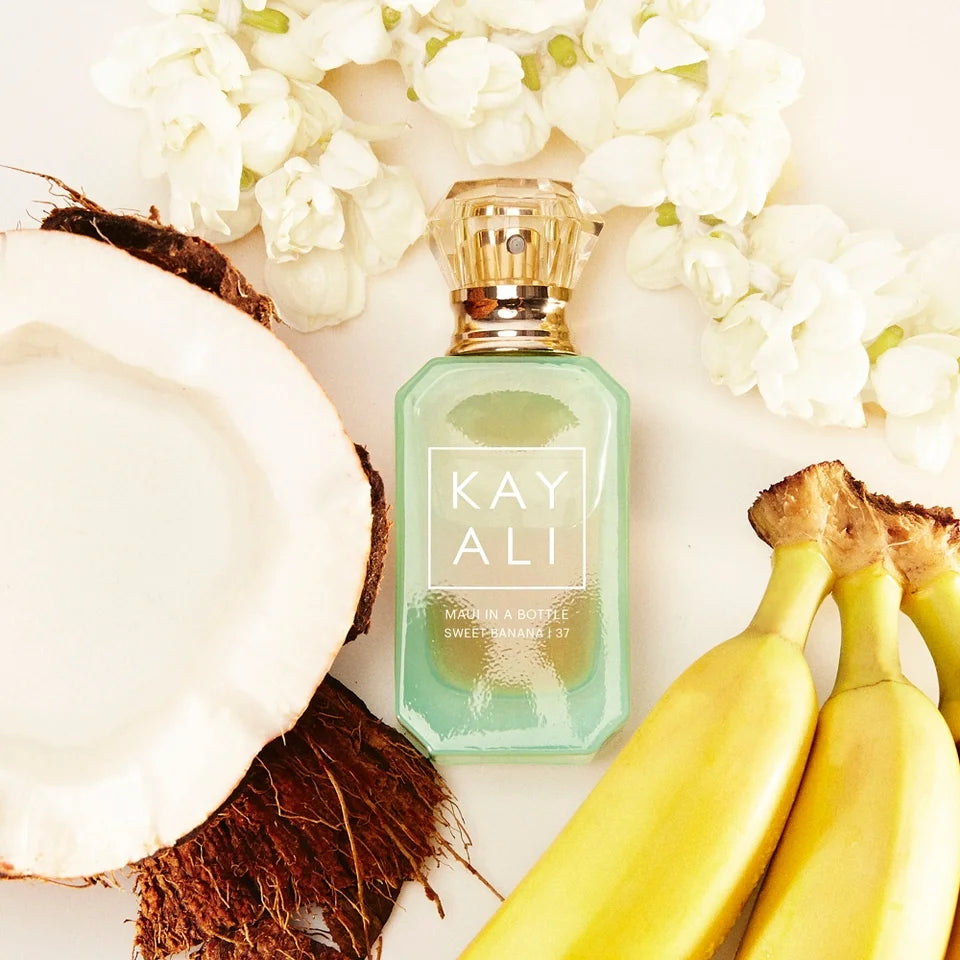 HUDA BEAUTY 
KAYALI MAUI IN A BOTTLE SWEET BANANA 37 EAU DE PARFUM 10ML