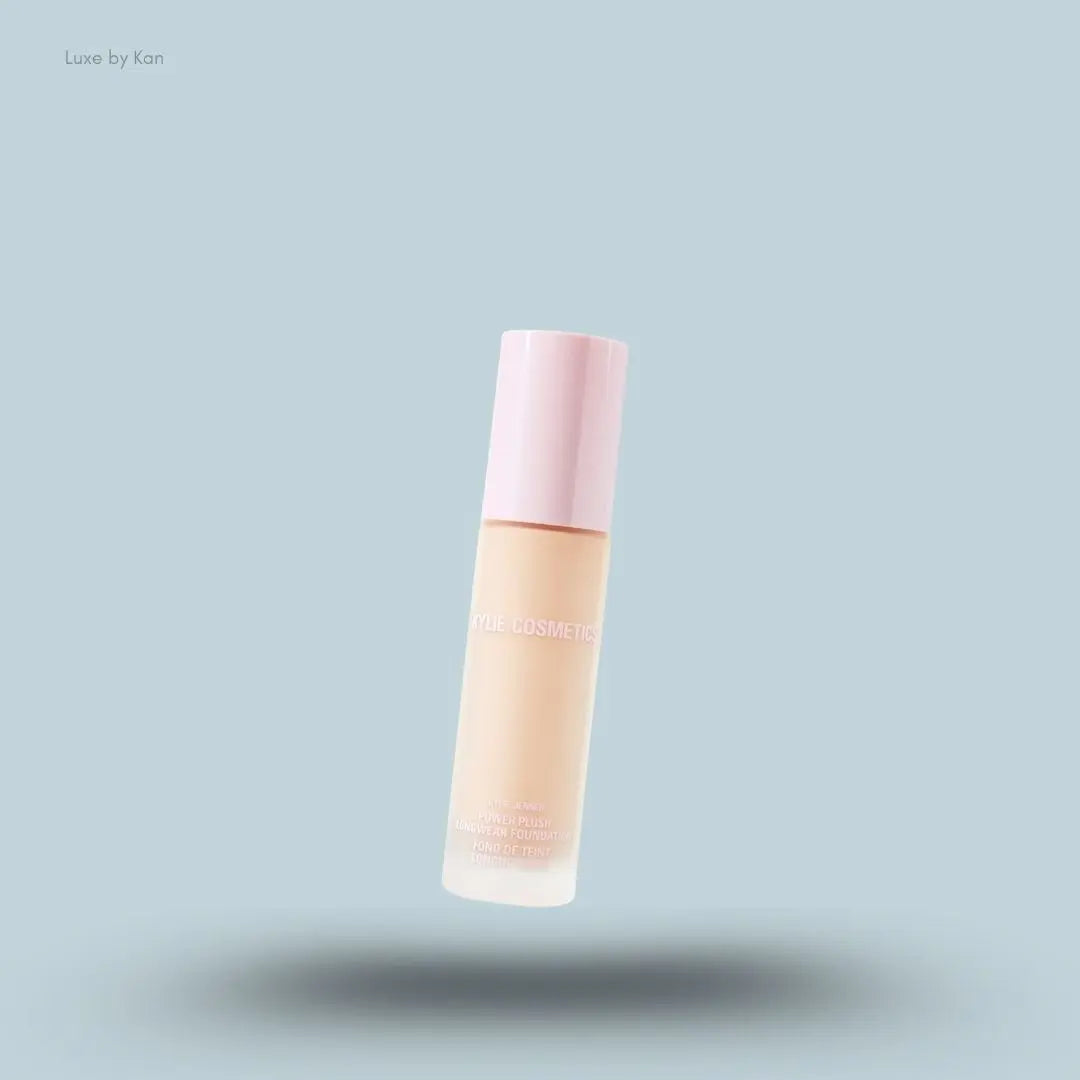 Kylie Cosmetics Power Plush Long-Wear Foundation 30ml bottle on blue background — LBK India