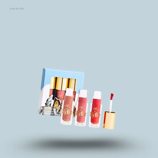 Kylie Jenner x Wizard of Oz Matte Lip Paint set on blue background — Luxe by Kan India