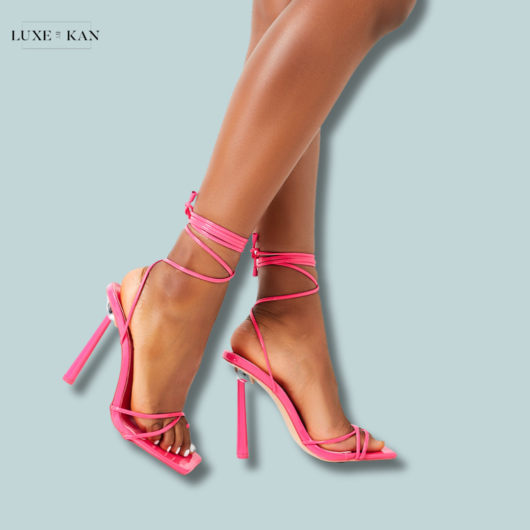 Lace up hot pink heels best sale