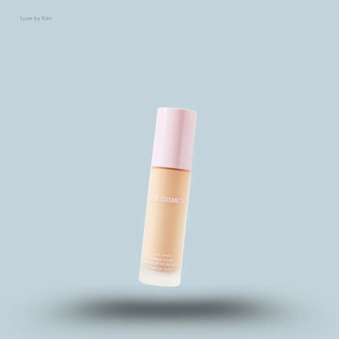 Kylie Cosmetics Power Plush Long-Wear Foundation 30ml bottle on blue background — LBK India