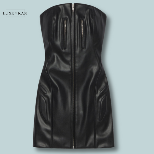 KHY Faux Leather Strapless Mini Dress