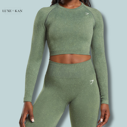 GYMSHARK ADAPT FLECK SEAMLESS LONG SLEEVE CROP TOP