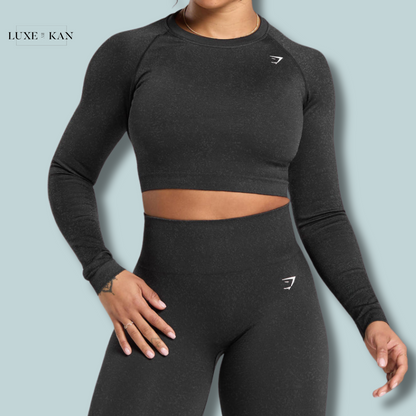 GYMSHARK ADAPT FLECK SEAMLESS LONG SLEEVE CROP TOP