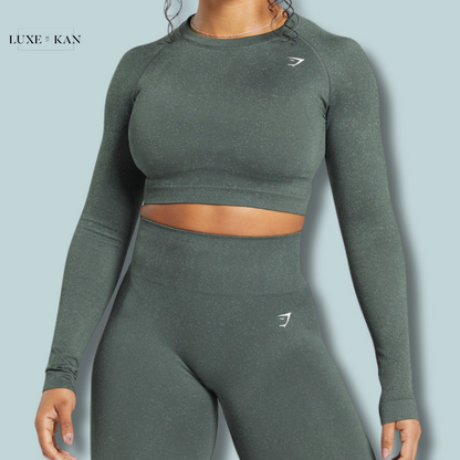 GYMSHARK ADAPT FLECK SEAMLESS LONG SLEEVE CROP TOP