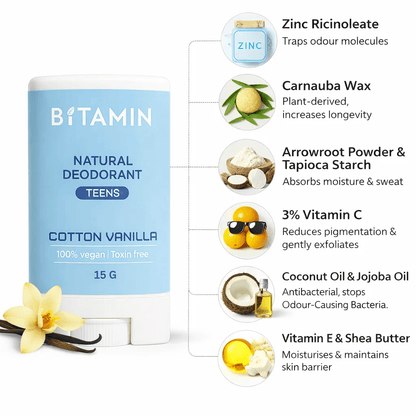 Bitamin Cotton Vanilla Teens Natural Deodorant 15g