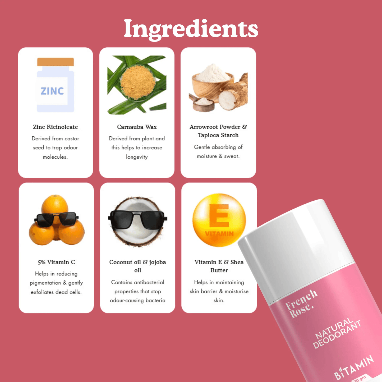 Bitamin French Rose  Natural Deodorant   30g