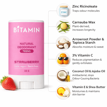 Bitamin Strawberry Teens Natural Deodorant 15 g