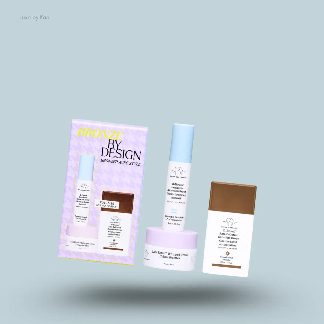 Drunk Elephant Bronze By Design with D-Bronzi, Lala Retro and B-Hydra and packaging