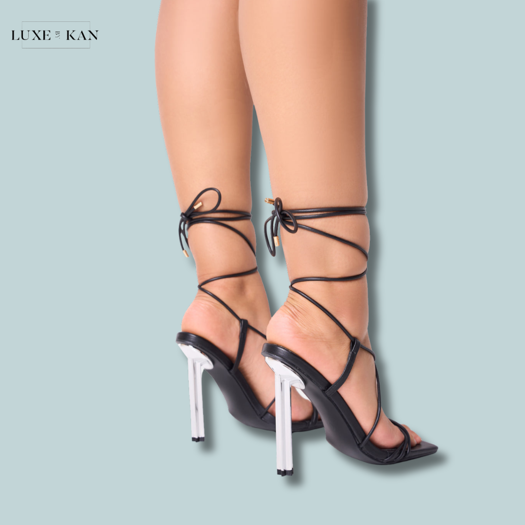 PUBLIC DESIRE SEREN STRAPPY SQUARE TOE STAR STILETTO HEEL