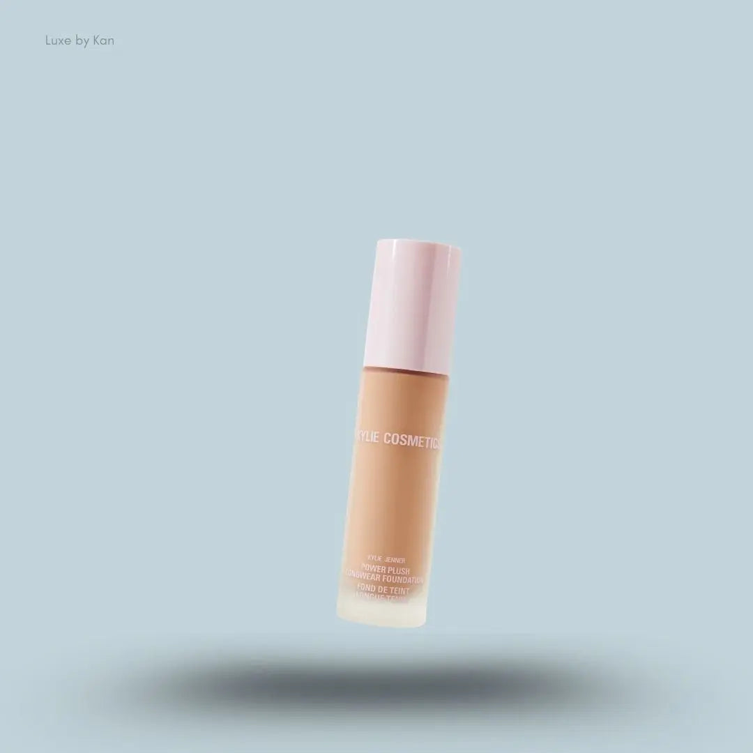 Kylie Cosmetics Power Plush Long-Wear Foundation 30ml bottle on blue background — LBK India